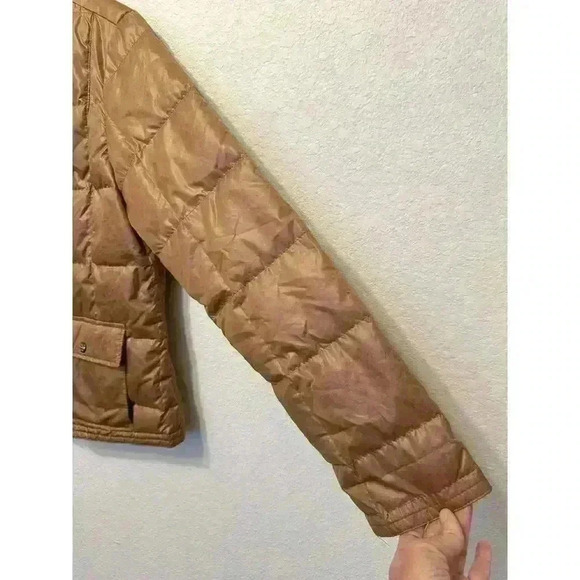 Eddie Bauer Jacket Womens Sz M Brown EB550 Goose Down Quilted Crop Puffer - Picture 3 of 16